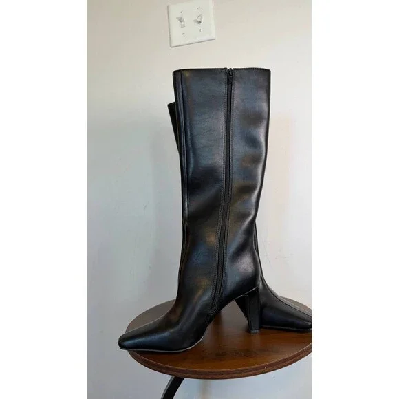 Madden Girl Voyage Knee High Square Toe Dress Boots Black 6M Polyurethane $99 NW - Picture 10 of 13